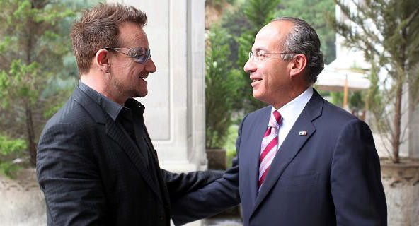 Bono rencontre le Pr&eacute;sident mexicain Calderon